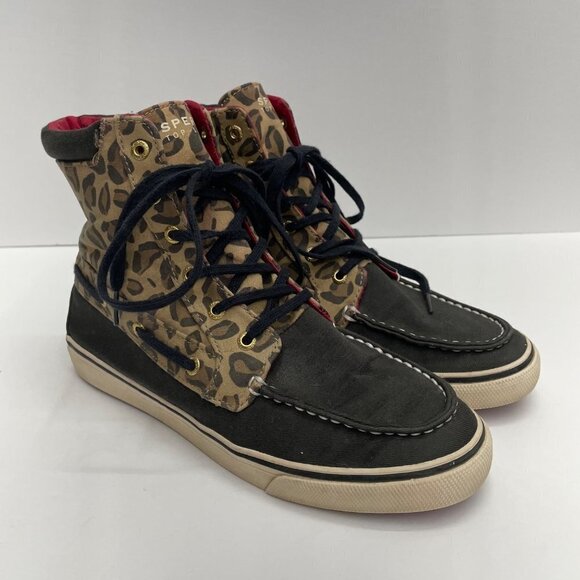 Sperry Top Sider Cheetah Print Hi-Top Shoes Size 8M - Picture 1 of 10